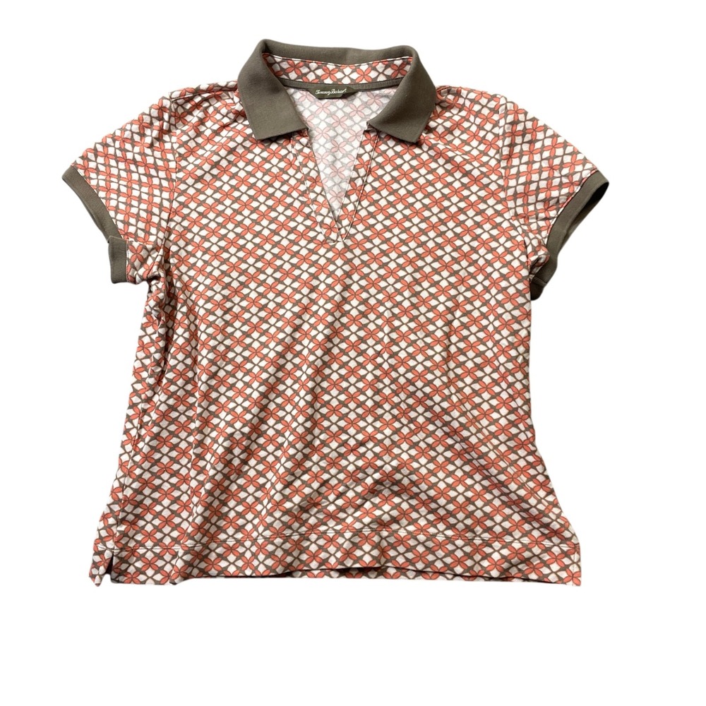 Tommy Bahama Short Sleeve V Neck Collared Short Sleeve Polo Cotton Blend